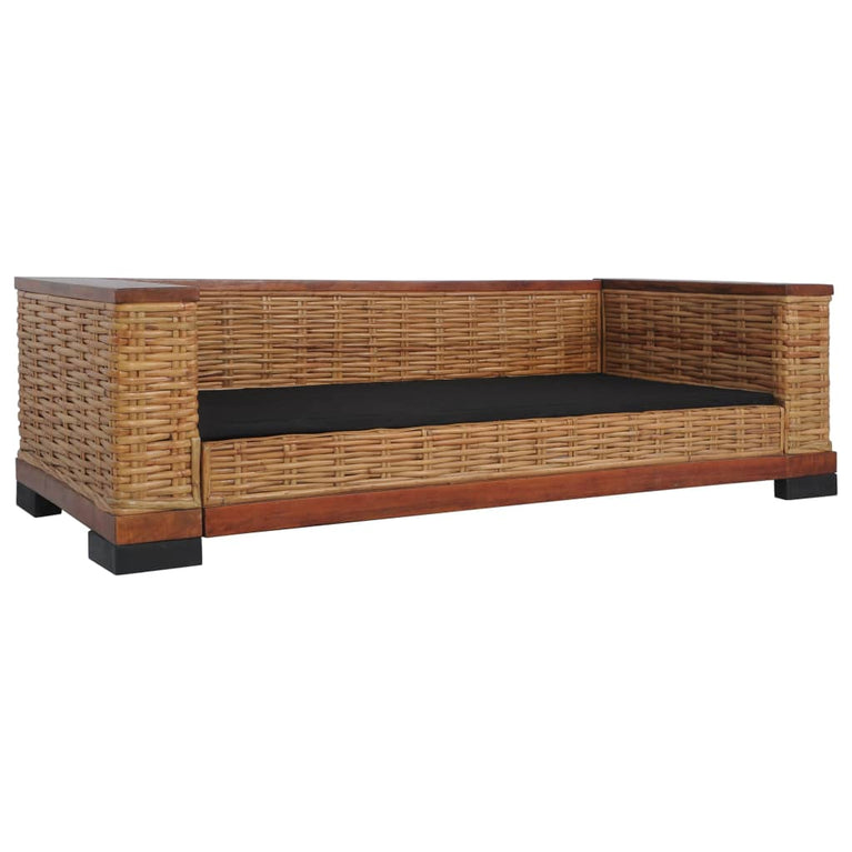 Driezitsbank met kussens natuurlijk rattan bruin MeubelReus