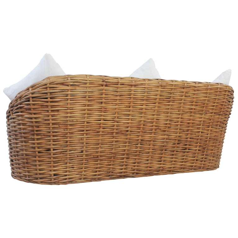 Driezitsbank met kussens natuurlijk rattan MeubelReus
