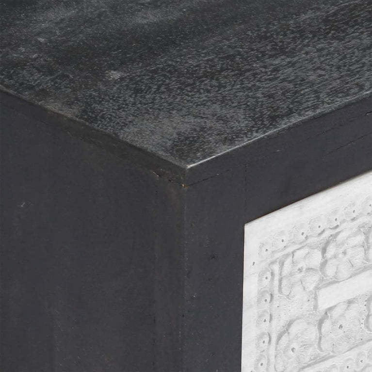 Tv-meubel handgesneden 120x30x40 cm massief mangohout grijs wit MeubelReus