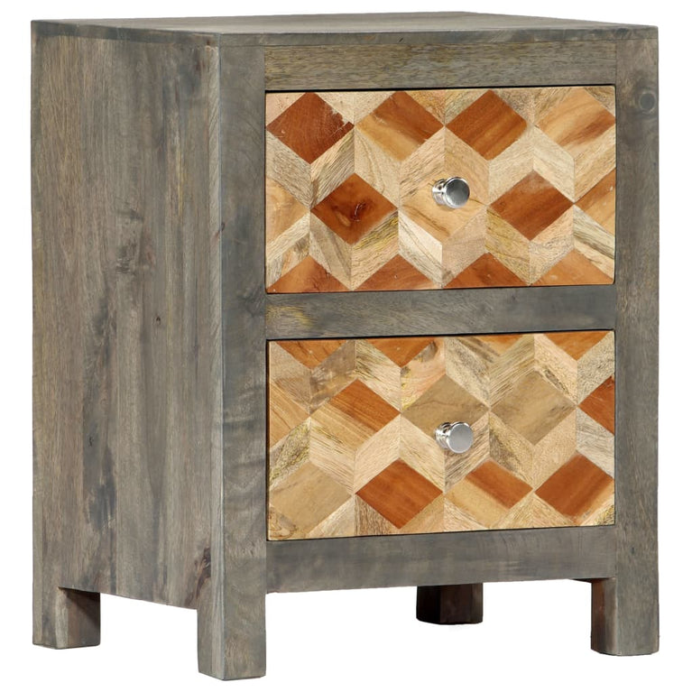 Nachtkastje 40x30x50 cm massief mangohout grijs MeubelReus