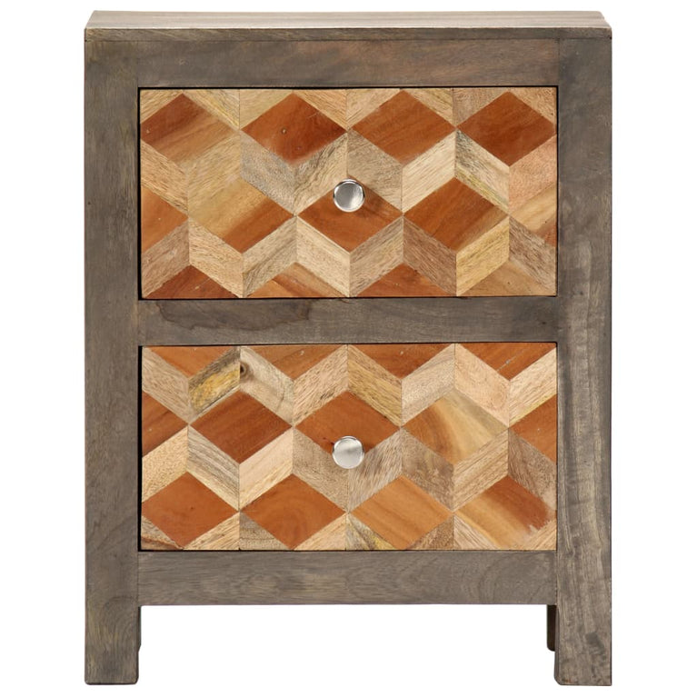 Nachtkastje 40x30x50 cm massief mangohout grijs MeubelReus