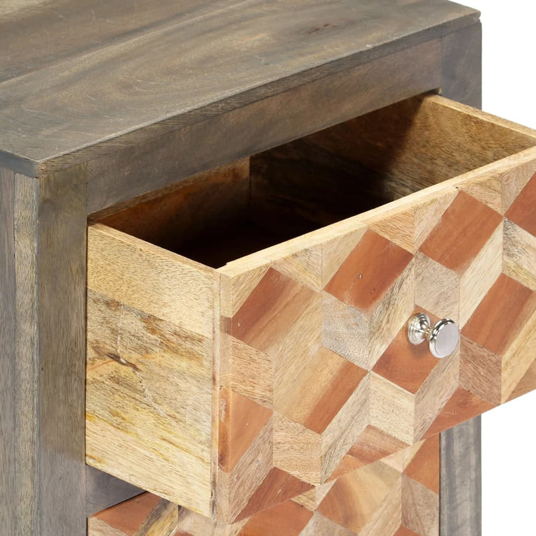 Nachtkastje 40x30x50 cm massief mangohout grijs MeubelReus