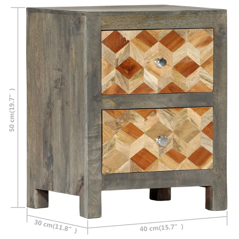 Nachtkastje 40x30x50 cm massief mangohout grijs MeubelReus