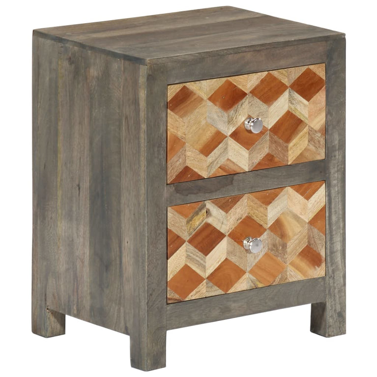 Nachtkastje 40x30x50 cm massief mangohout grijs MeubelReus