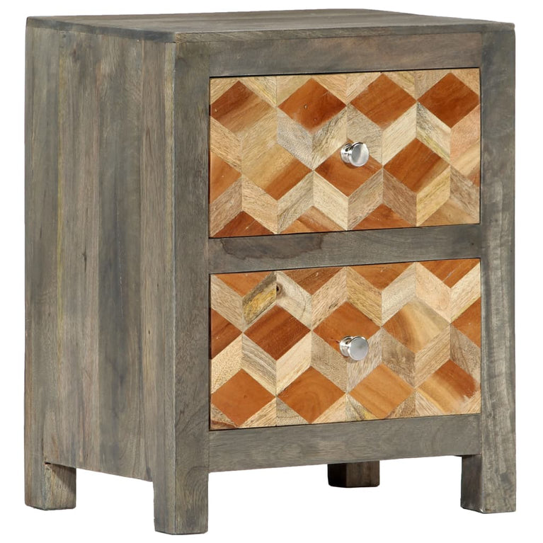 Nachtkastje 40x30x50 cm massief mangohout grijs MeubelReus