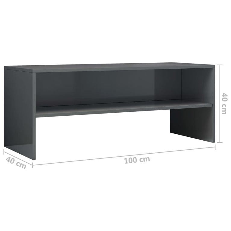 Tv-meubel 100x40x40 cm bewerkt hout hoogglans grijs MeubelReus