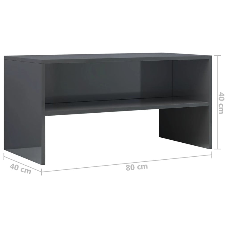 Tv-meubel 80x40x40 cm bewerkt hout hoogglans grijs MeubelReus