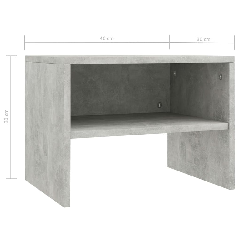 Nachtkastje 40x30x30 cm bewerkt hout betongrijs MeubelReus