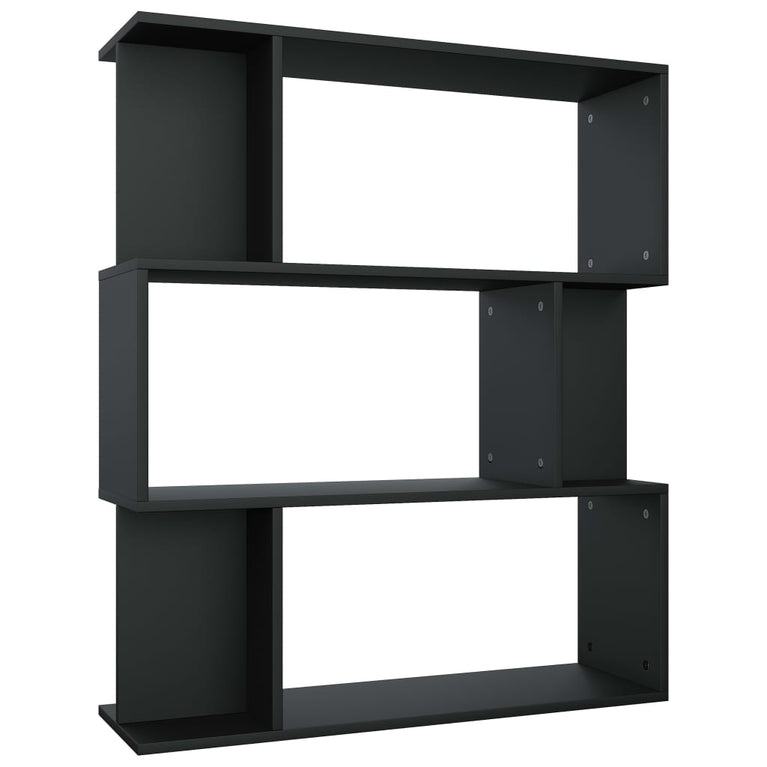 Boekenkast/kamerscherm 80x24x96 cm bewerkt hout zwart