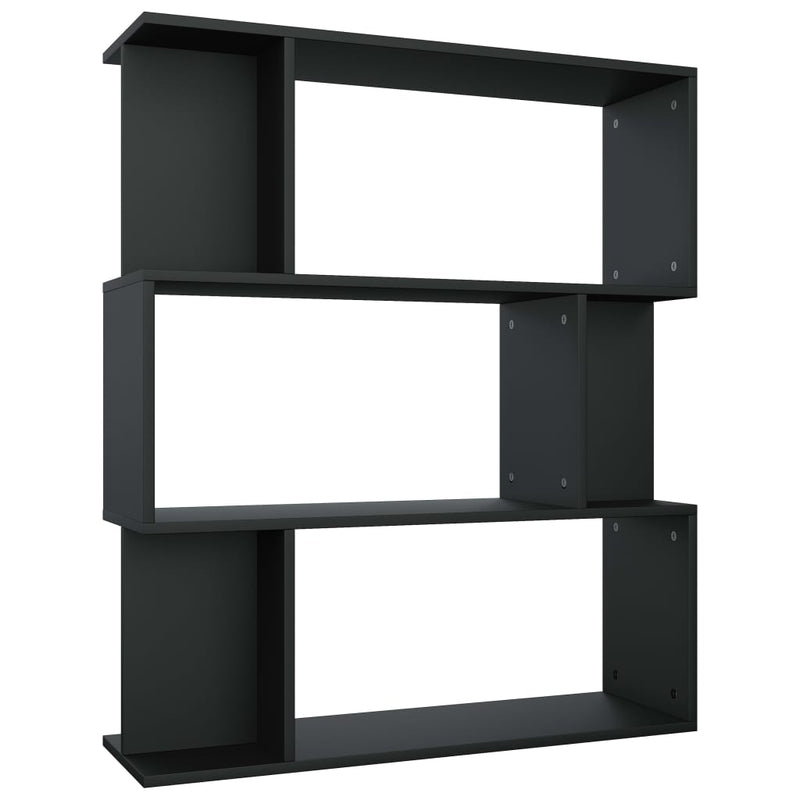 Boekenkast/kamerscherm 80x24x96 cm bewerkt hout zwart