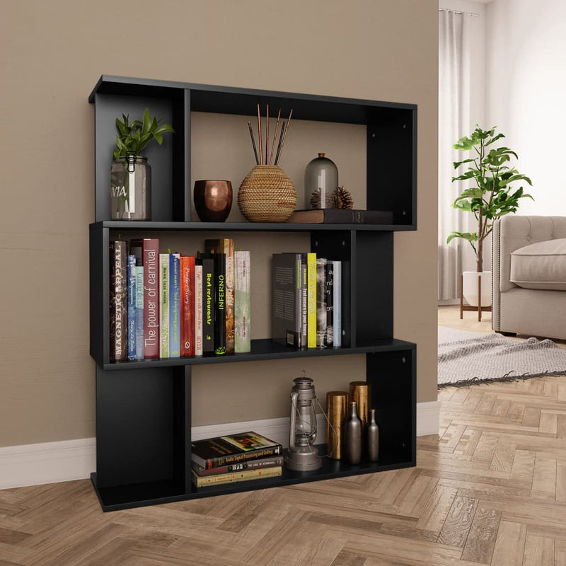 Boekenkast/kamerscherm 80x24x96 cm bewerkt hout zwart