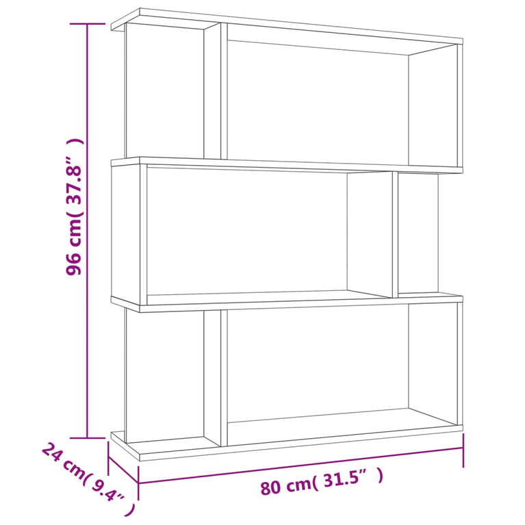 Boekenkast/kamerscherm 80x24x96 cm bewerkt hout sonoma eiken