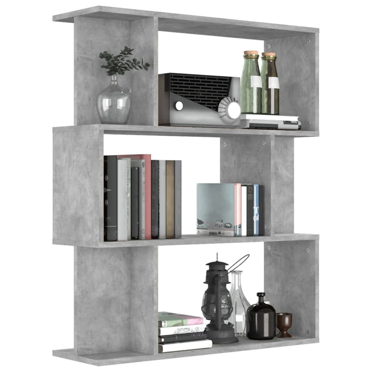 Boekenkast/kamerscherm 80x24x96 cm bewerkt hout betongrijs MeubelReus