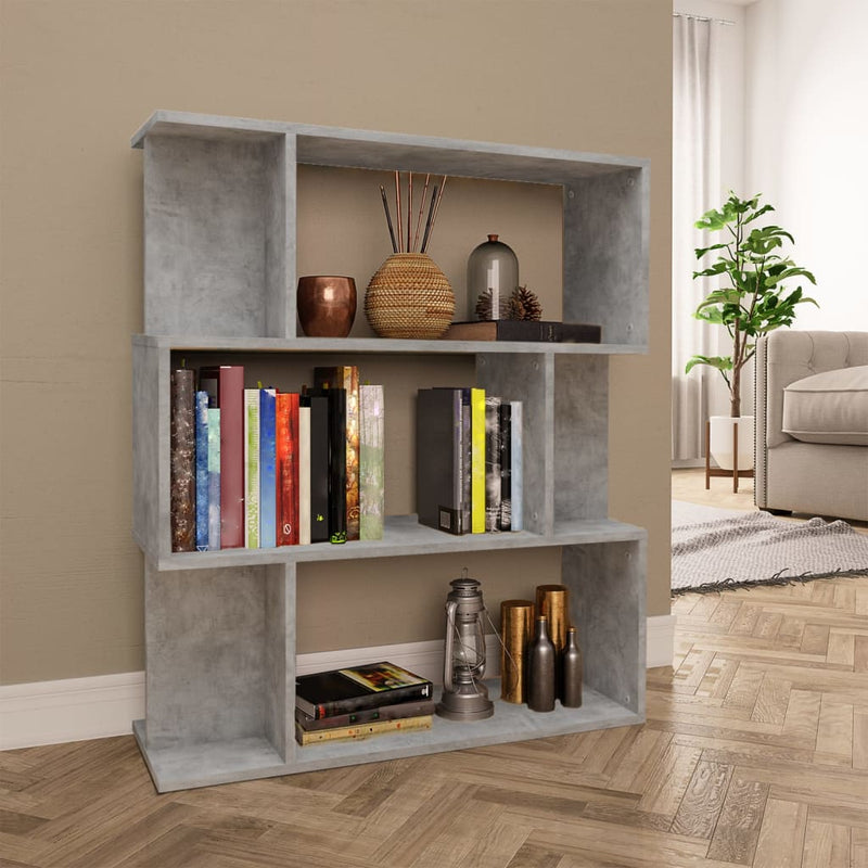 Boekenkast/kamerscherm 80x24x96 cm bewerkt hout betongrijs MeubelReus