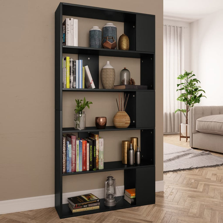 Boekenkast/kamerscherm 80x24x159 cm bewerkt hout zwart MeubelReus