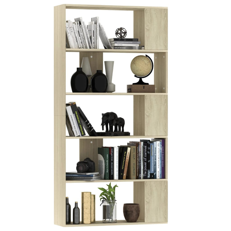 Boekenkast/kamerscherm 80x24x159 cm bewerkt hout sonoma eiken MeubelReus