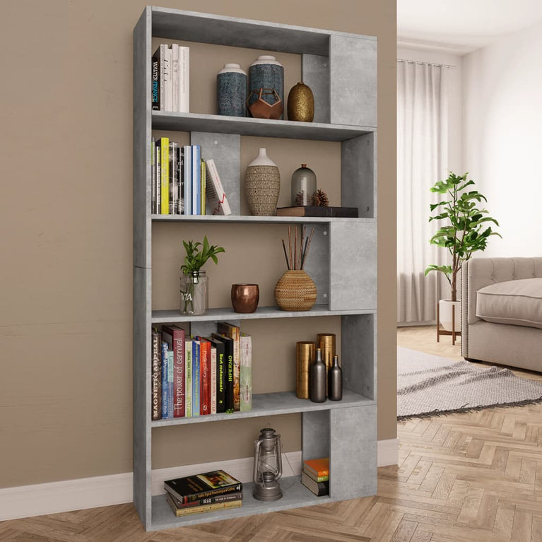 Boekenkast/kamerscherm 80x24x159 cm bewerkt hout betongrijs MeubelReus