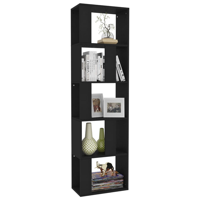 Boekenkast/kamerscherm 45x24x159 cm bewerkt hout zwart