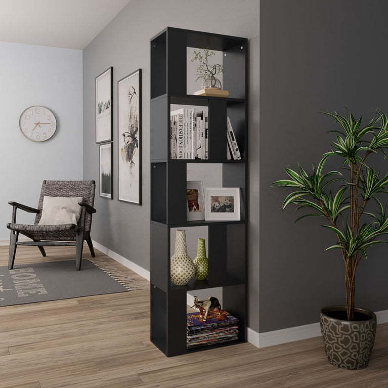 Boekenkast/kamerscherm 45x24x159 cm bewerkt hout zwart