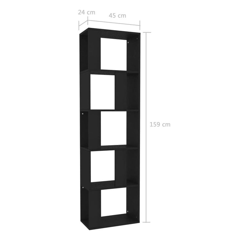 Boekenkast/kamerscherm 45x24x159 cm bewerkt hout zwart