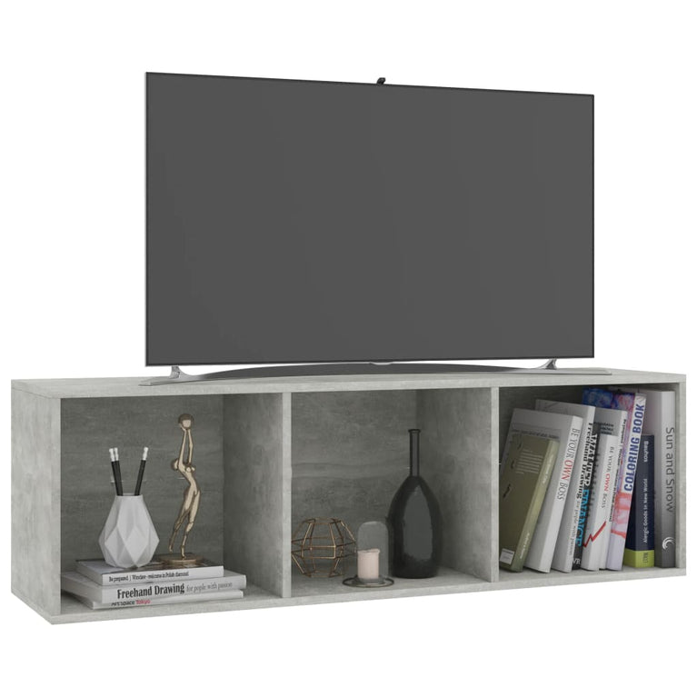 Boekenkast/tv-meubel 36x30x114 cm bewerkt hout betongrijs