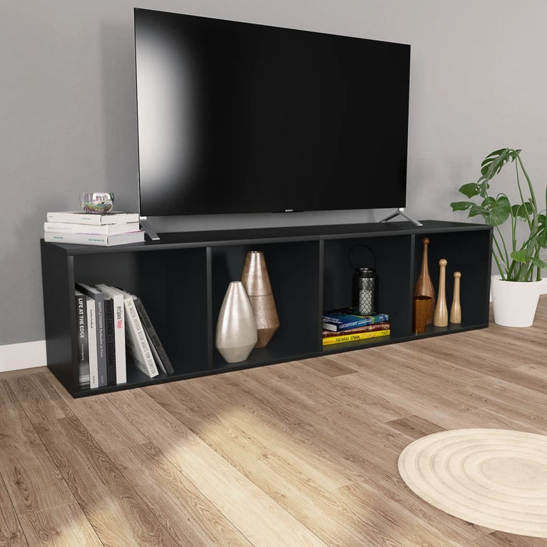 Boekenkast/tv-meubel 36x30x143 cm bewerkt hout zwart MeubelReus