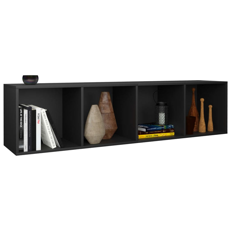 Boekenkast/tv-meubel 36x30x143 cm bewerkt hout zwart MeubelReus