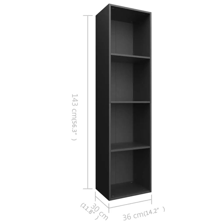 Boekenkast/tv-meubel 36x30x143 cm bewerkt hout zwart MeubelReus