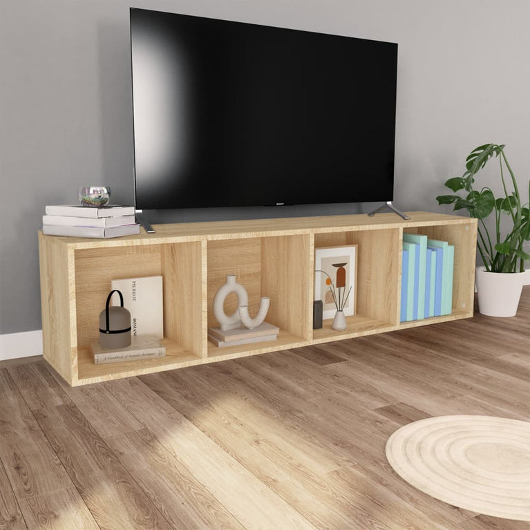 Boekenkast/tv-meubel 36x30x143cm bewerkt hout sonoma eikenkleur MeubelReus