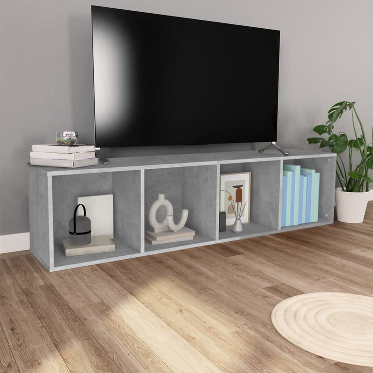 Boekenkast/tv-meubel 36x30x143 cm bewerkt hout betongrijs MeubelReus