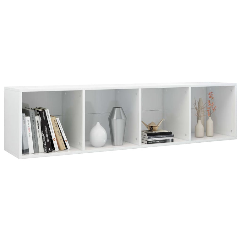 Boekenkast/tv-meubel 36x30x143 cm bewerkt hout hoogglans wit MeubelReus