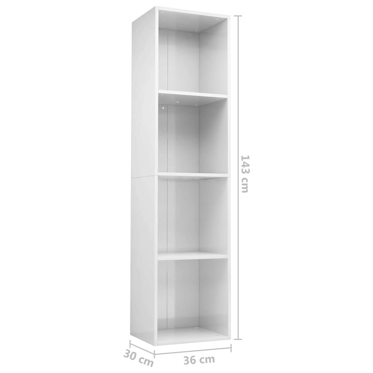 Boekenkast/tv-meubel 36x30x143 cm bewerkt hout hoogglans wit MeubelReus