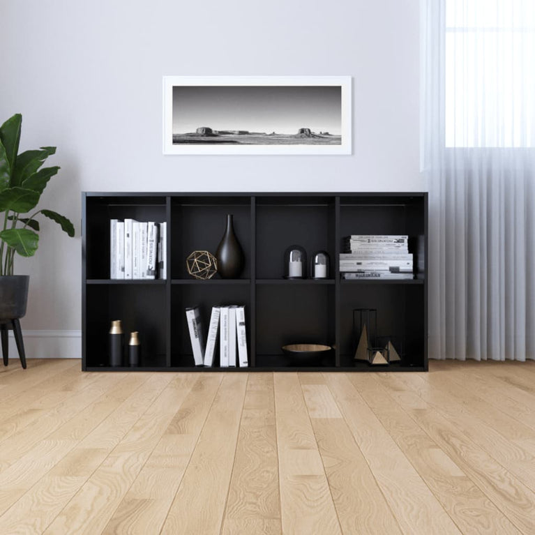 Boekenkast/dressoir 66x30x130 cm bewerkt hout zwart