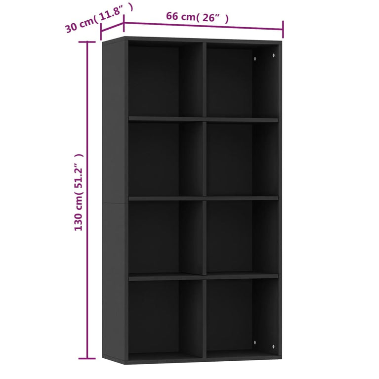 Boekenkast/dressoir 66x30x130 cm bewerkt hout zwart
