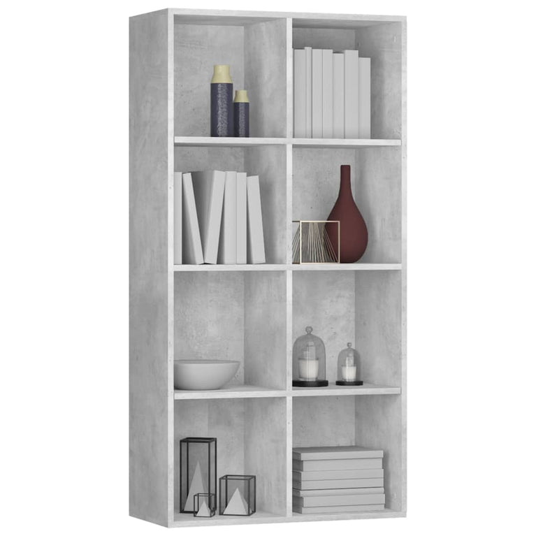 Boekenkast/dressoir 66x30x130 cm bewerkt hout betongrijs MeubelReus