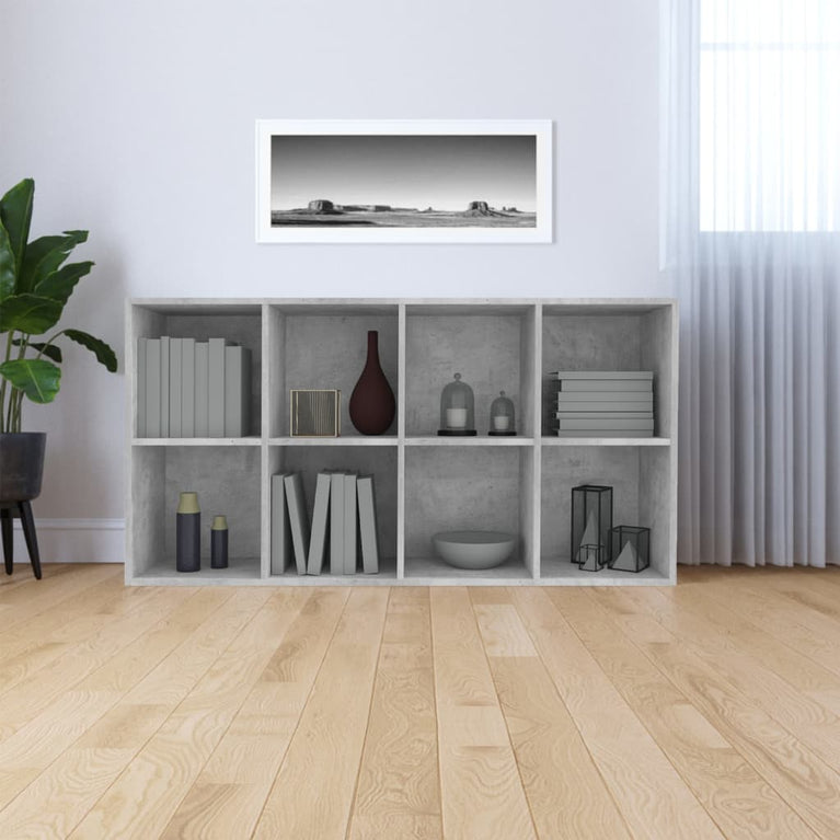 Boekenkast/dressoir 66x30x130 cm bewerkt hout betongrijs MeubelReus