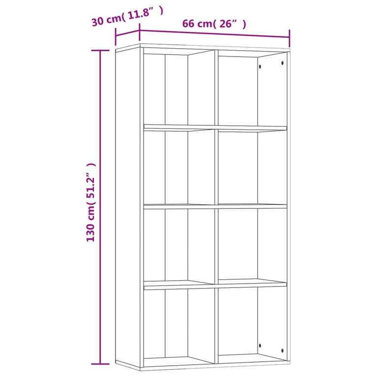 Boekenkast/dressoir 66x30x130 cm bewerkt hout betongrijs MeubelReus