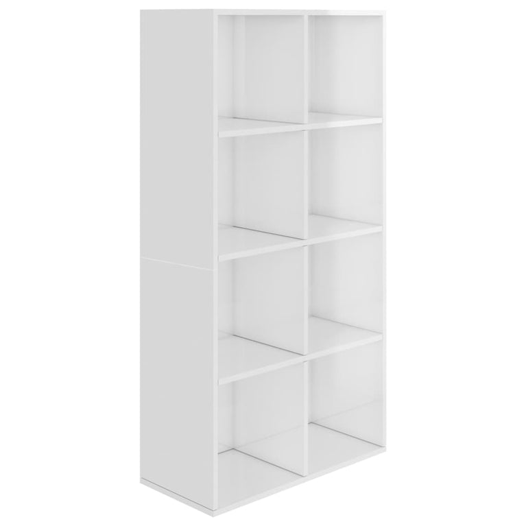 Boekenkast/dressoir 66x30x130 cm bewerkt hout hoogglans wit