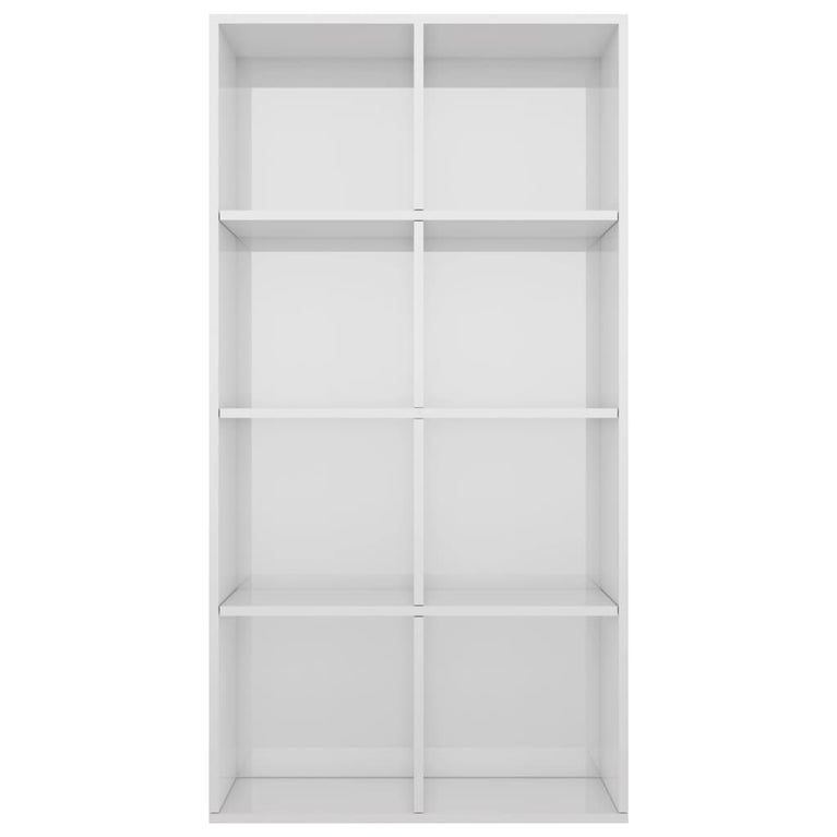 Boekenkast/dressoir 66x30x130 cm bewerkt hout hoogglans wit