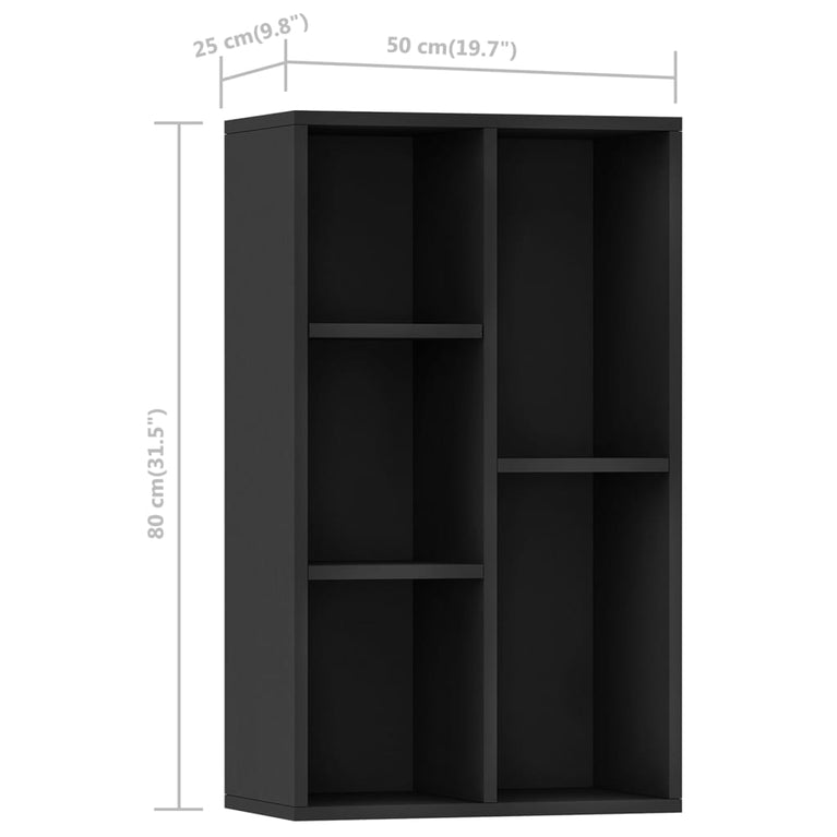 Boekenkast/dressoir 50x25x80 cm spaanplaat zwart