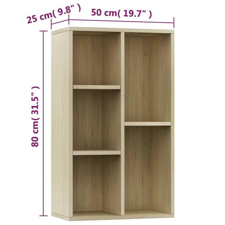 Boekenkast/dressoir 50x25x80 cm spaanplaat sonoma eikenkleurig MeubelReus