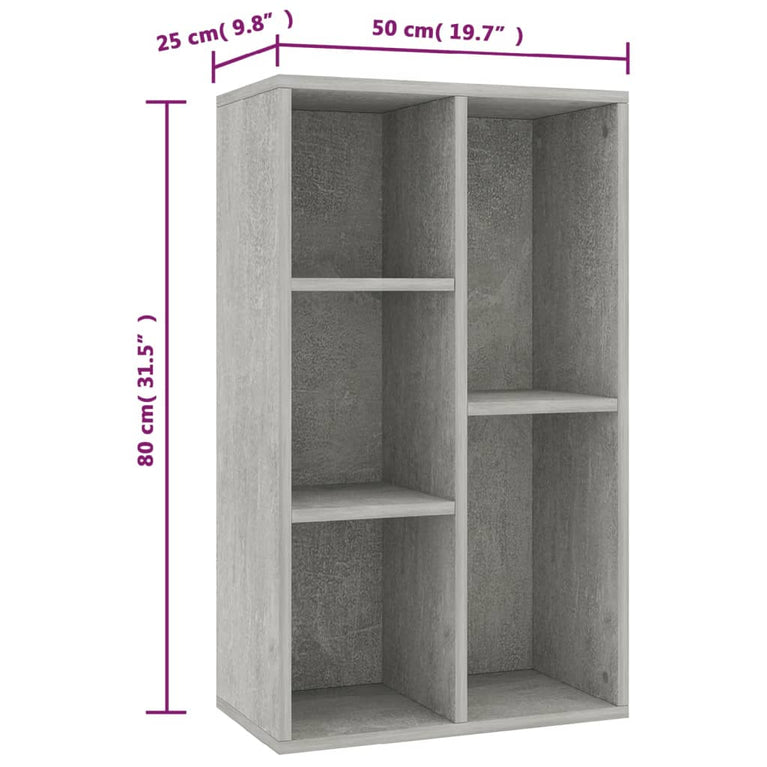 Boekenkast/dressoir 50x25x80 cm spaanplaat betongrijs MeubelReus
