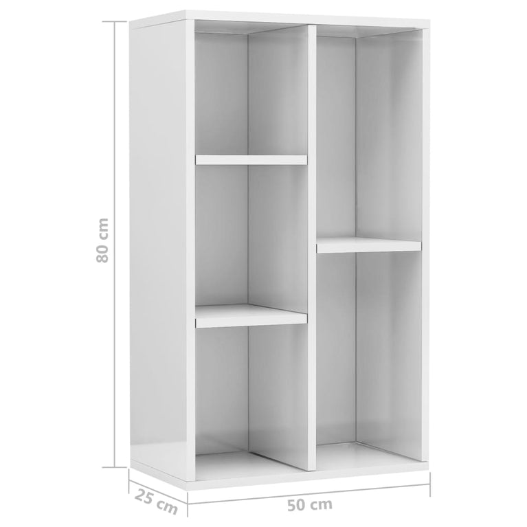 Boekenkast/dressoir 50x25x80 cm spaanplaat hoogglans wit MeubelReus