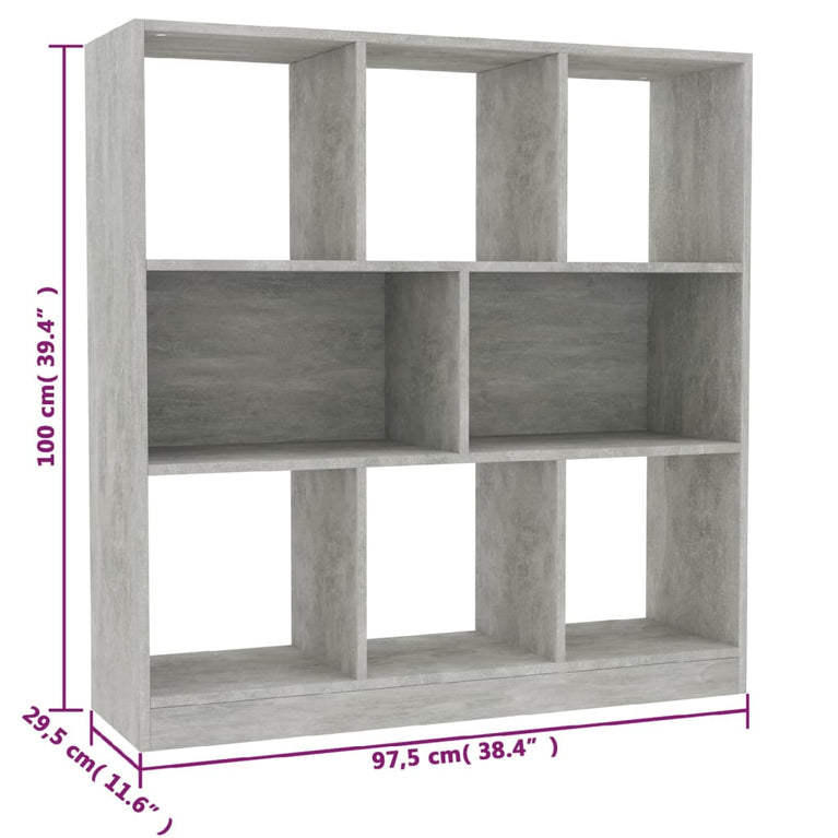 Boekenkast 97,5x29,5x100 cm bewerkt hout betongrijs MeubelReus
