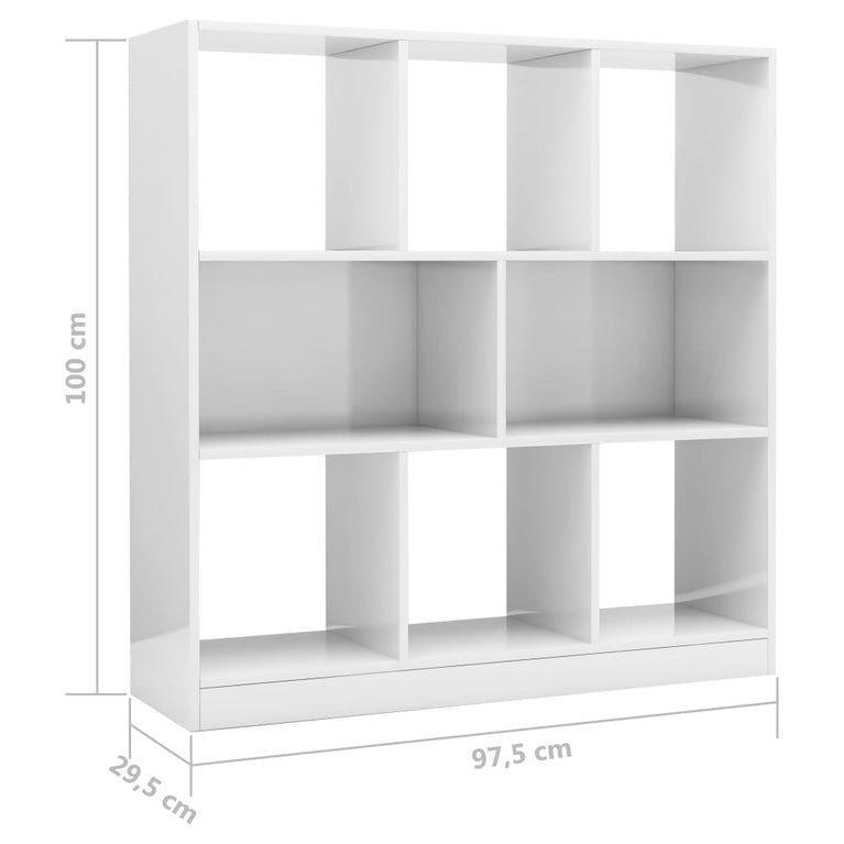 Boekenkast 97,5x29,5x100 cm spaanplaat hoogglans wit MeubelReus
