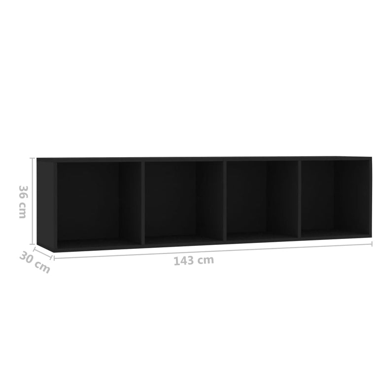 Boekenkast/tv-meubel 143x30x36 cm zwart MeubelReus