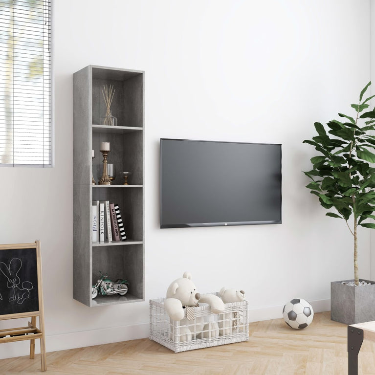 Boekenkast/tv-meubel 143x30x36 cm betongrijs MeubelReus
