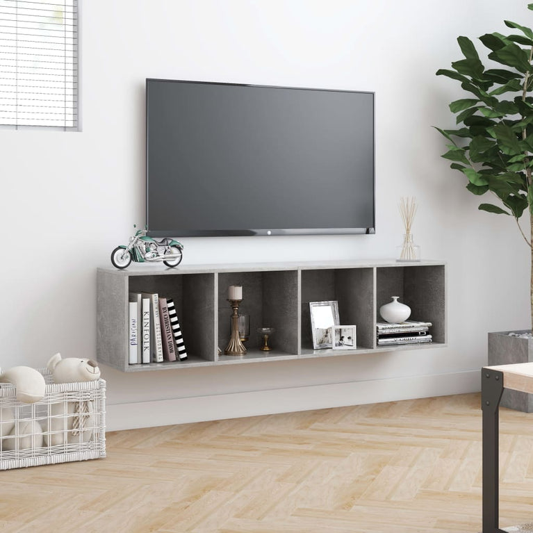 Boekenkast/tv-meubel 143x30x36 cm betongrijs MeubelReus