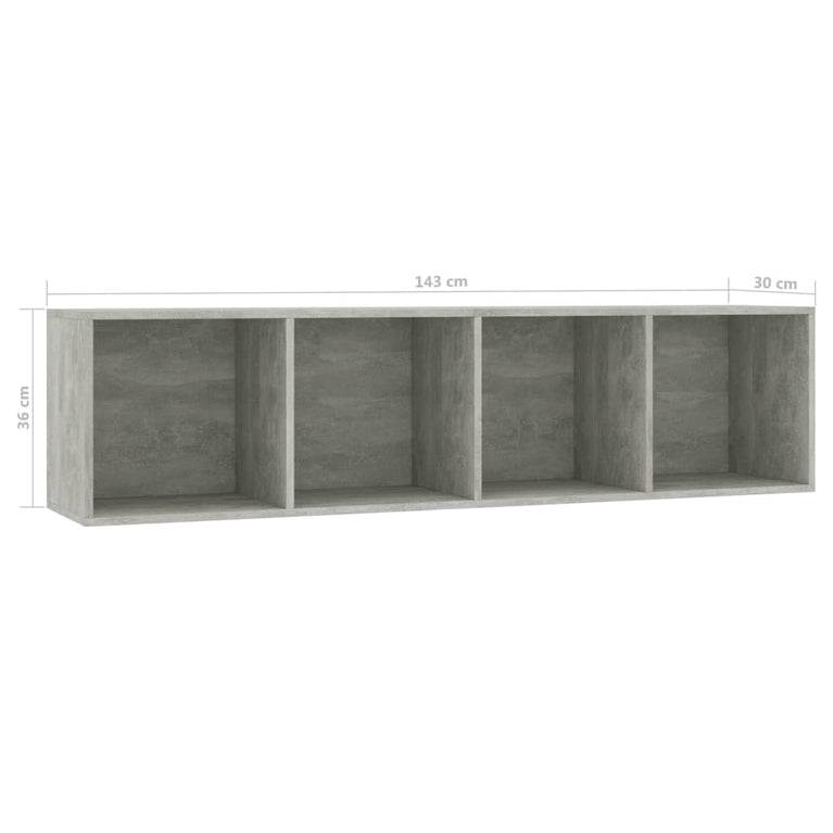 Boekenkast/tv-meubel 143x30x36 cm betongrijs MeubelReus