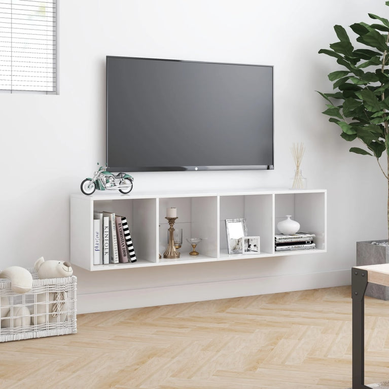 Boekenkast/tv-meubel 143x30x36 cm hoogglans wit MeubelReus